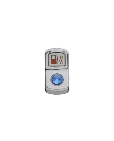 (CARD) CHROME PLASTIC "FUEL HEAT" ROCKER SWITCH COVER W/ DIAMOND - BLUE (CARD) CHROME PLASTIC "FUEL HEAT" ROCKER SWITCH COVER W/ DIAMOND - BLUE