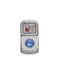 (CARD) CHROME PLASTIC "FUEL HEAT" ROCKER SWITCH COVER W/ DIAMOND - BLUE