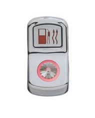 (CARD) CHROME PLASTIC "FUEL HEAT" ROCKER SWITCH COVER W/ DIAMOND - CLEAR