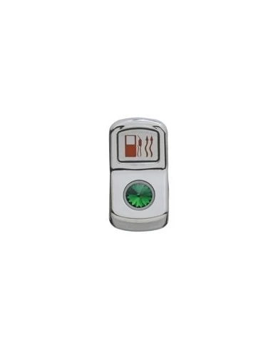(CARD) CHROME PLASTIC "FUEL HEAT" ROCKER SWITCH COVER W/ DIAMOND - GREEN (CARD) CHROME PLASTIC "FUEL HEAT" ROCKER SWITCH COVER W/ DIAMOND - GREEN
