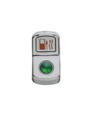 (CARD) CHROME PLASTIC "FUEL HEAT" ROCKER SWITCH COVER W/ DIAMOND - GREEN