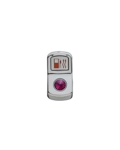 (CARD) CHROME PLASTIC "FUEL HEAT" ROCKER SWITCH COVER W/ DIAMOND - PURPLE (CARD) CHROME PLASTIC "FUEL HEAT" ROCKER SWITCH COVER W/ DIAMOND - PURPLE