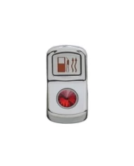 (CARD) CHROME PLASTIC "FUEL HEAT" ROCKER SWITCH COVER W/ DIAMOND - RED (CARD) CHROME PLASTIC "FUEL HEAT" ROCKER SWITCH COVER W/ DIAMOND - RED