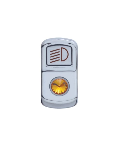 (CARD) CHROME PLASTIC "HEADLIGHT" ROCKER SWITCH COVER W/ DIAMOND - AMBER (CARD) CHROME PLASTIC "HEADLIGHT" ROCKER SWITCH COVER W/ DIAMOND - AMBER