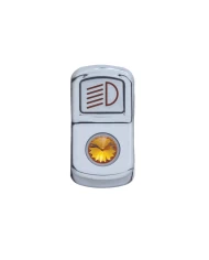 (CARD) CHROME PLASTIC "HEADLIGHT" ROCKER SWITCH COVER W/ DIAMOND - AMBER