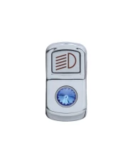 (CARD) CHROME PLASTIC "HEADLIGHT" ROCKER SWITCH COVER W/ DIAMOND - BLUE