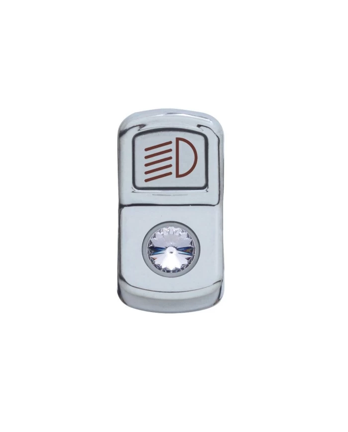 (CARD) CHROME PLASTIC "HEADLIGHT" ROCKER SWITCH COVER W/ DIAMOND - CLEAR