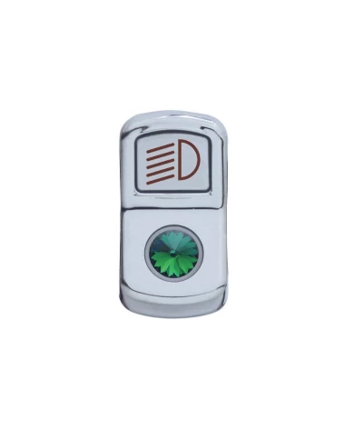 (CARD) CHROME PLASTIC "HEADLIGHT" ROCKER SWITCH COVER W/ DIAMOND - GREEN (CARD) CHROME PLASTIC "HEADLIGHT" ROCKER SWITCH COVER W/ DIAMOND - GREEN