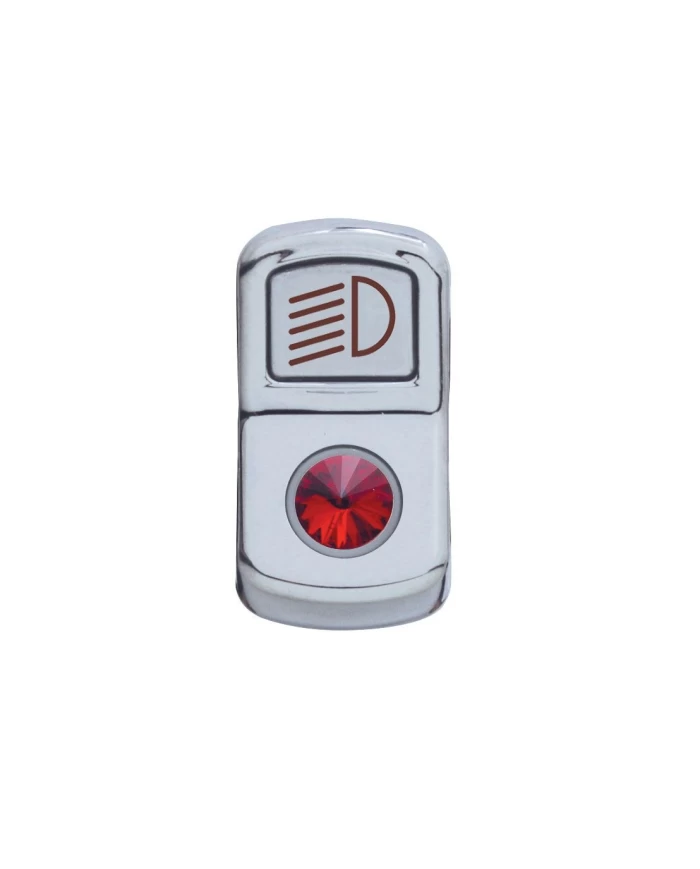 (CARD) CHROME PLASTIC "HEADLIGHT" ROCKER SWITCH COVER W/ DIAMOND - RED (CARD) CHROME PLASTIC "HEADLIGHT" ROCKER SWITCH COVER W/ DIAMOND - RED