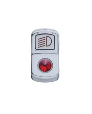 (CARD) CHROME PLASTIC "HEADLIGHT" ROCKER SWITCH COVER W/ DIAMOND - RED
