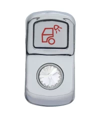 (CARD) CHROME PLASTIC "LOAD LIGHT" ROCKER SWITCH COVER W/ DIAMOND - CLEAR