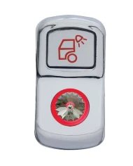 (CARD) CHROME PLASTIC "LOAD LIGHT" ROCKER SWITCH COVER W/ DIAMOND - CLEAR