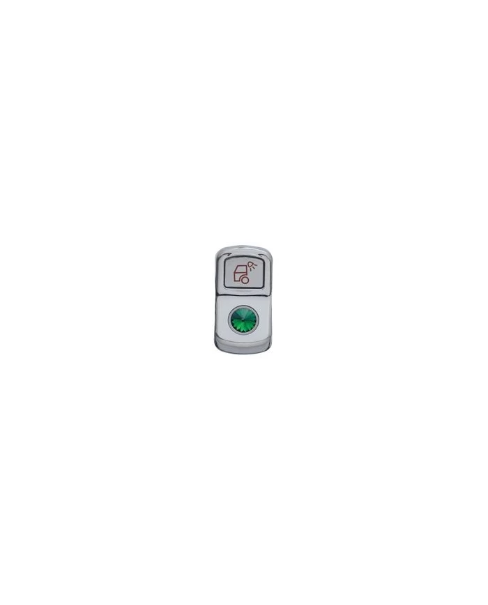 (CARD) CHROME PLASTIC "LOAD LIGHT" ROCKER SWITCH COVER W/ DIAMOND - GREEN