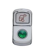 (CARD) CHROME PLASTIC "LOAD LIGHT" ROCKER SWITCH COVER W/ DIAMOND - GREEN