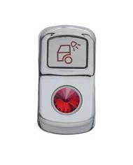 (CARD) CHROME PLASTIC "LOAD LIGHT" ROCKER SWITCH COVER W/ DIAMOND - RED (CARD) CHROME PLASTIC "LOAD LIGHT" ROCKER SWITCH COVER W/ DIAMOND - RED