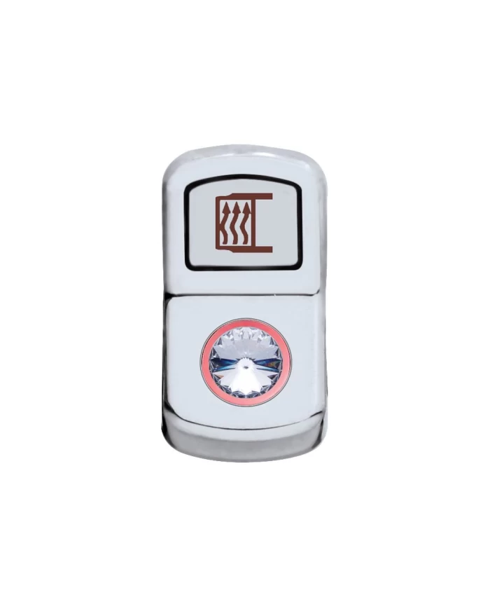 (CARD) CHROME PLASTIC "MIRROR HEAT" ROCKER SWITCH COVER W/ DIAMOND - CLEAR