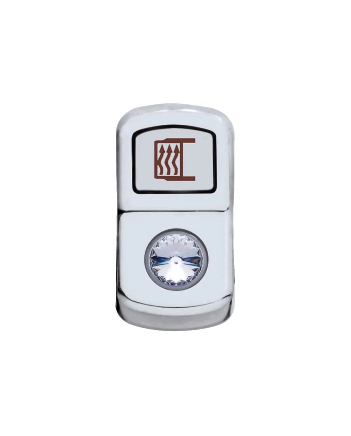 (CARD) CHROME PLASTIC "MIRROR HEAT" ROCKER SWITCH COVER W/ DIAMOND - CLEAR