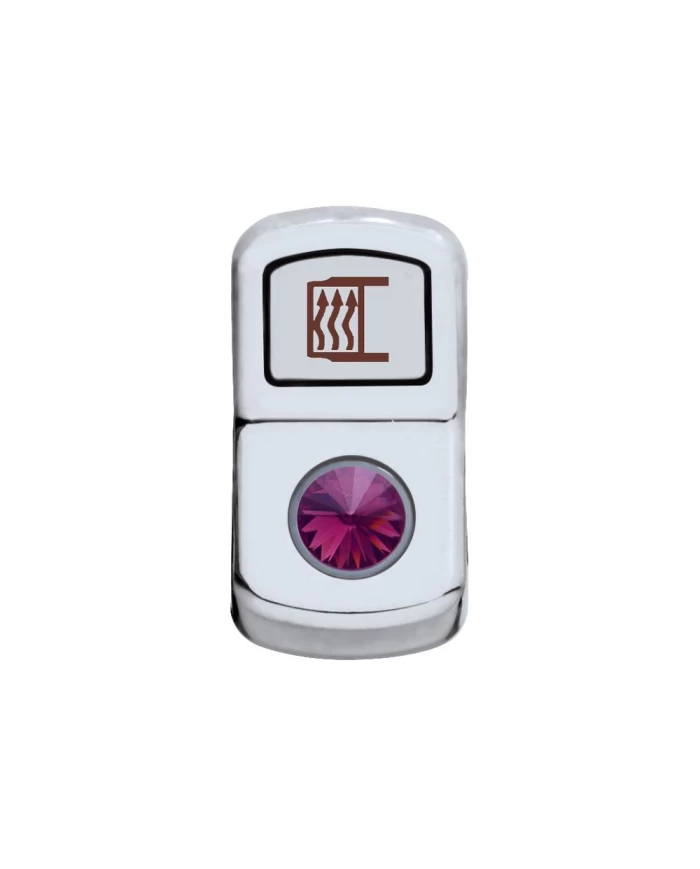 (CARD) CHROME PLASTIC "MIRROR HEAT" ROCKER SWITCH COVER W/ DIAMOND - PURPLE