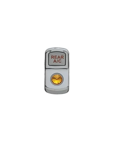 (CARD) CHROME PLASTIC "REAR A/C" ROCKER SWITCH COVER W/ DIAMOND - AMBER (CARD) CHROME PLASTIC "REAR A/C" ROCKER SWITCH COVER W/ DIAMOND - AMBER