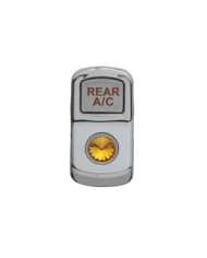 (CARD) CHROME PLASTIC "REAR A/C" ROCKER SWITCH COVER W/ DIAMOND - AMBER
