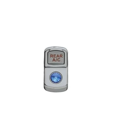 (CARD) CHROME PLASTIC "REAR A/C" ROCKER SWITCH COVER W/ DIAMOND - BLUE (CARD) CHROME PLASTIC "REAR A/C" ROCKER SWITCH COVER W/ DIAMOND - BLUE
