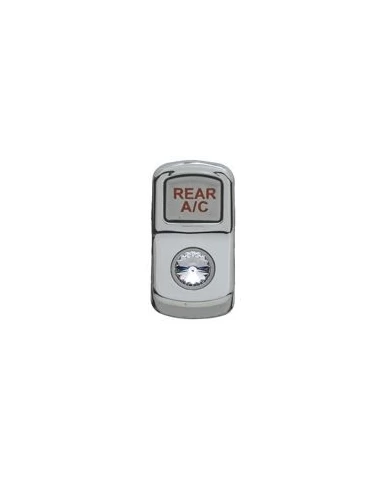 (CARD) CHROME PLASTIC "REAR A/C" ROCKER SWITCH COVER W/ DIAMOND - CLEAR (CARD) CHROME PLASTIC "REAR A/C" ROCKER SWITCH COVER W/ DIAMOND - CLEAR