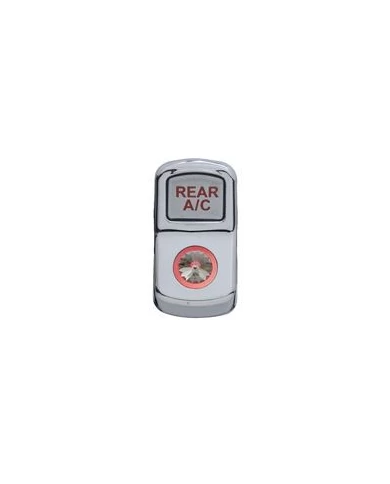(CARD) CHROME PLASTIC "REAR A/C" ROCKER SWITCH COVER W/ DIAMOND - CLEAR (CARD) CHROME PLASTIC "REAR A/C" ROCKER SWITCH COVER W/ DIAMOND - CLEAR