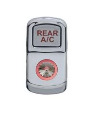 (CARD) CHROME PLASTIC "REAR A/C" ROCKER SWITCH COVER W/ DIAMOND - CLEAR (CARD) CHROME PLASTIC "REAR A/C" ROCKER SWITCH COVER W/ DIAMOND - CLEAR
