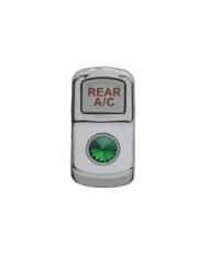 (CARD) CHROME PLASTIC "REAR A/C" ROCKER SWITCH COVER W/ DIAMOND - GREEN (CARD) CHROME PLASTIC "REAR A/C" ROCKER SWITCH COVER W/ DIAMOND - GREEN