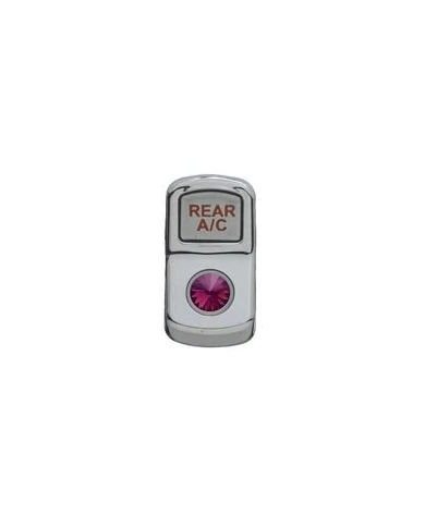 (CARD) CHROME PLASTIC "REAR A/C" ROCKER SWITCH COVER W/ DIAMOND - PURPLE (CARD) CHROME PLASTIC "REAR A/C" ROCKER SWITCH COVER W/ DIAMOND - PURPLE