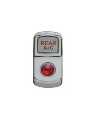 (CARD) CHROME PLASTIC "REAR A/C" ROCKER SWITCH COVER W/ DIAMOND - RED (CARD) CHROME PLASTIC "REAR A/C" ROCKER SWITCH COVER W/ DIAMOND - RED