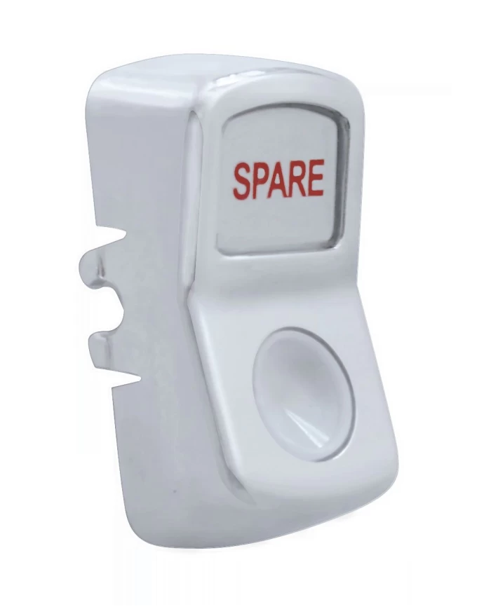 (CARD) CHROME PLASTIC "SPARE" ROCKER SWITCH COVER - INDENTED