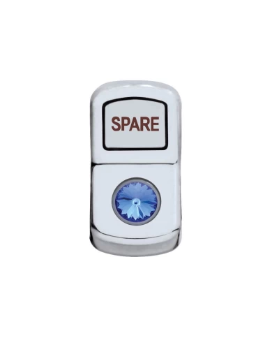 (CARD) CHROME PLASTIC "SPARE" ROCKER SWITCH COVER W/ DIAMOND - BLUE (CARD) CHROME PLASTIC "SPARE" ROCKER SWITCH COVER W/ DIAMOND - BLUE