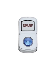 (CARD) CHROME PLASTIC "SPARE" ROCKER SWITCH COVER W/ DIAMOND - BLUE
