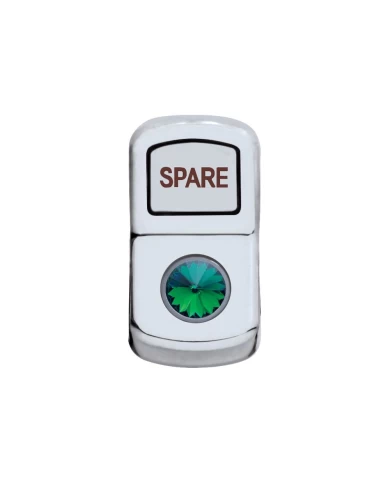 (CARD) CHROME PLASTIC "SPARE" ROCKER SWITCH COVER W/ DIAMOND - GREEN (CARD) CHROME PLASTIC "SPARE" ROCKER SWITCH COVER W/ DIAMOND - GREEN