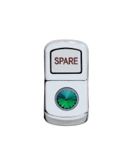 (CARD) CHROME PLASTIC "SPARE" ROCKER SWITCH COVER W/ DIAMOND - GREEN
