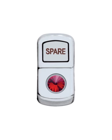 (CARD) CHROME PLASTIC "SPARE" ROCKER SWITCH COVER W/ DIAMOND - RED (CARD) CHROME PLASTIC "SPARE" ROCKER SWITCH COVER W/ DIAMOND - RED