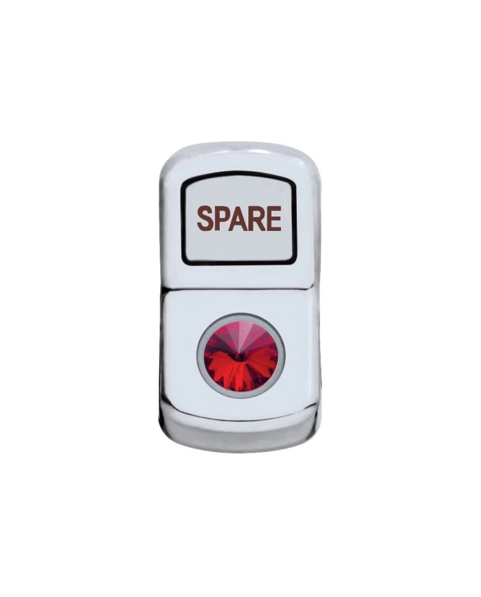 (CARD) CHROME PLASTIC "SPARE" ROCKER SWITCH COVER W/ DIAMOND - RED