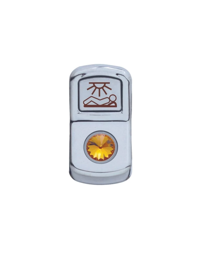 (CARD) CHROME PLASTIC "SLEEPER LIGHT" ROCKER SWITCH COVER W/ DIAMOND - AMBER