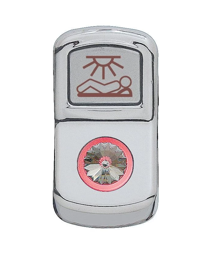 (CARD) CHROME PLASTIC "SLEEPER LIGHT" ROCKER SWITCH COVER W/ DIAMOND - CLEAR