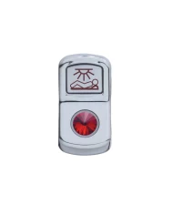 (CARD) CHROME PLASTIC "SLEEPER LIGHT" ROCKER SWITCH COVER W/ DIAMOND - RED