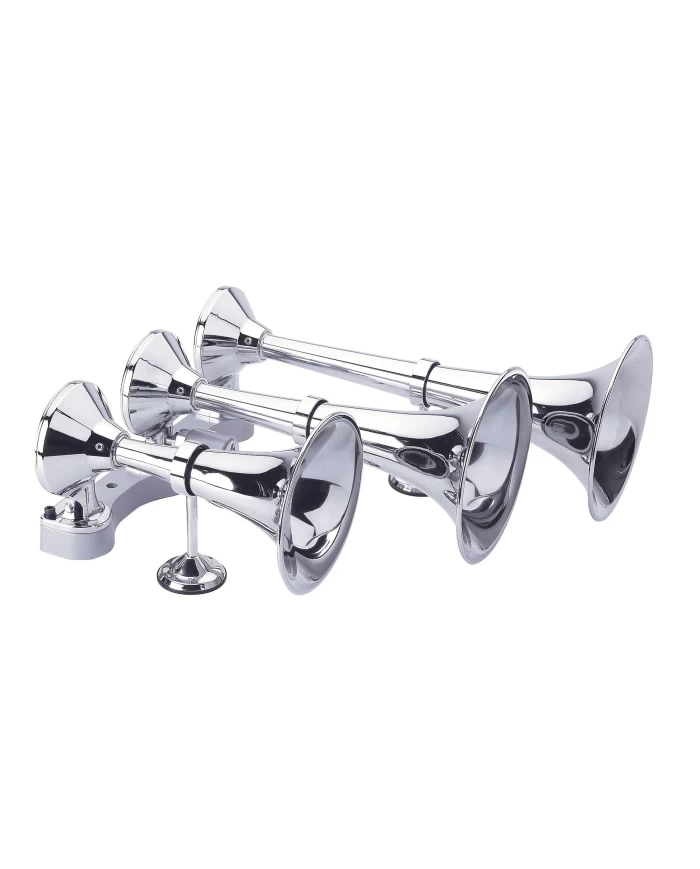 (BULK) CHROME HEAVY DUTY TRAIN HORN - HORIZONTAL