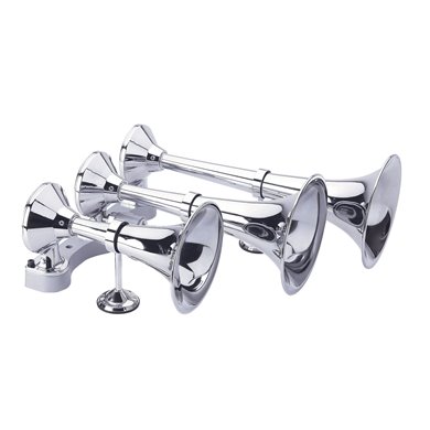 (BULK) CHROME HEAVY DUTY TRAIN HORN - HORIZONTAL