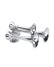 (BULK) CHROME (BRASS/ALUMINUM) HEAVY DUTY TRAIN HORN - DELUXE STYLE
