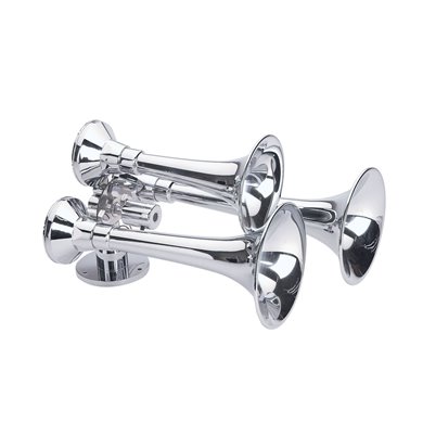 (BULK) CHROME (BRASS/ALUMINUM) HEAVY DUTY TRAIN HORN - DELUXE STYLE