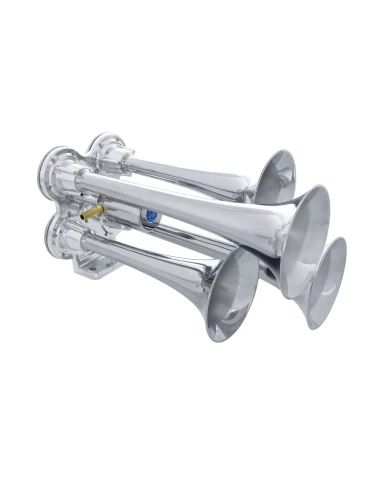 (BOX) CHROME 4 TRUMPET SMALL TRAIN HORN (BOX) CHROME 4 TRUMPET SMALL TRAIN HORN