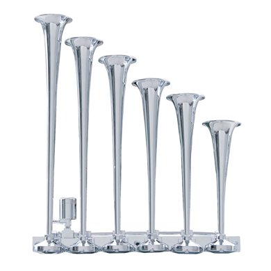 (BOX) HEAVY DUTY 6 TRUMPET TRAIN HORN - LONG TRUMPET ON LEFT