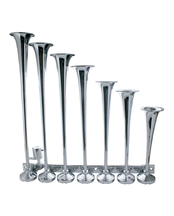 (BOX) HEAVY DUTY 7 TRUMPET TRAIN HORN - LONG TRUMPET ON LEFT (BOX) HEAVY DUTY 7 TRUMPET TRAIN HORN - LONG TRUMPET ON LEFT