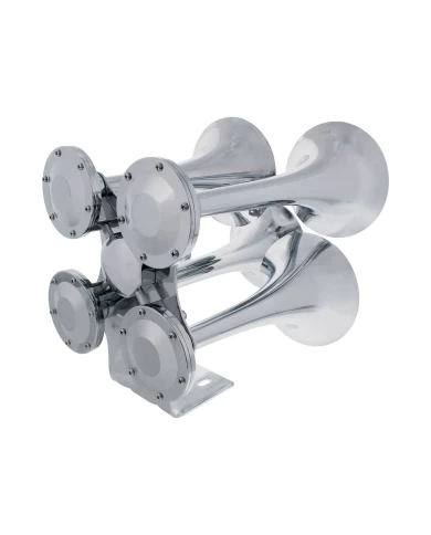 (BOX) 4 TRUMPET CHROME TRAIN HORN - COMPETITION SERIES (BOX) 4 TRUMPET CHROME TRAIN HORN - COMPETITION SERIES