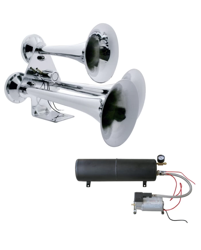 (BULK) ECONOMY CHROME AIR TRAIN HORN BUNDLE